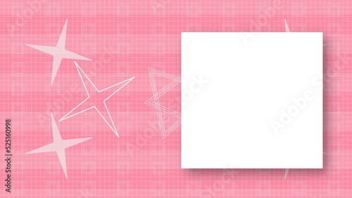 Abstract pink background with geometric shapes and frame for text. Looped animation with copy-space white and shadow.