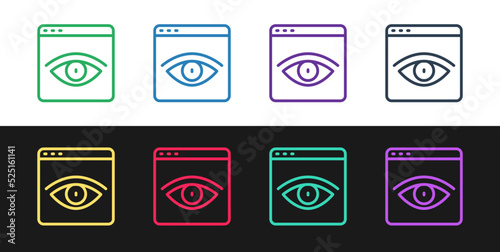 Set line Browser incognito window icon isolated on black and white background. Vector