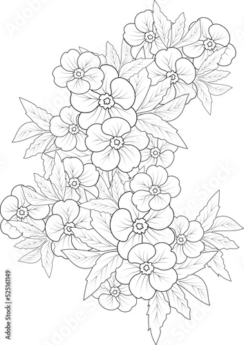 Hand drawn abstract Flower zentangle art easy sketches with decorative doodle outline design for adult coloring pages 