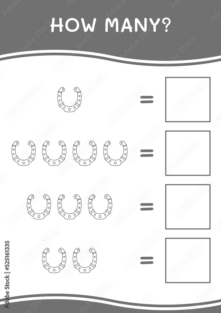 How many of Horseshoe, game for children. Vector illustration