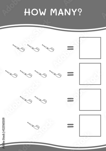How many of Smoking pipe, game for children. Vector illustration, printable worksheet