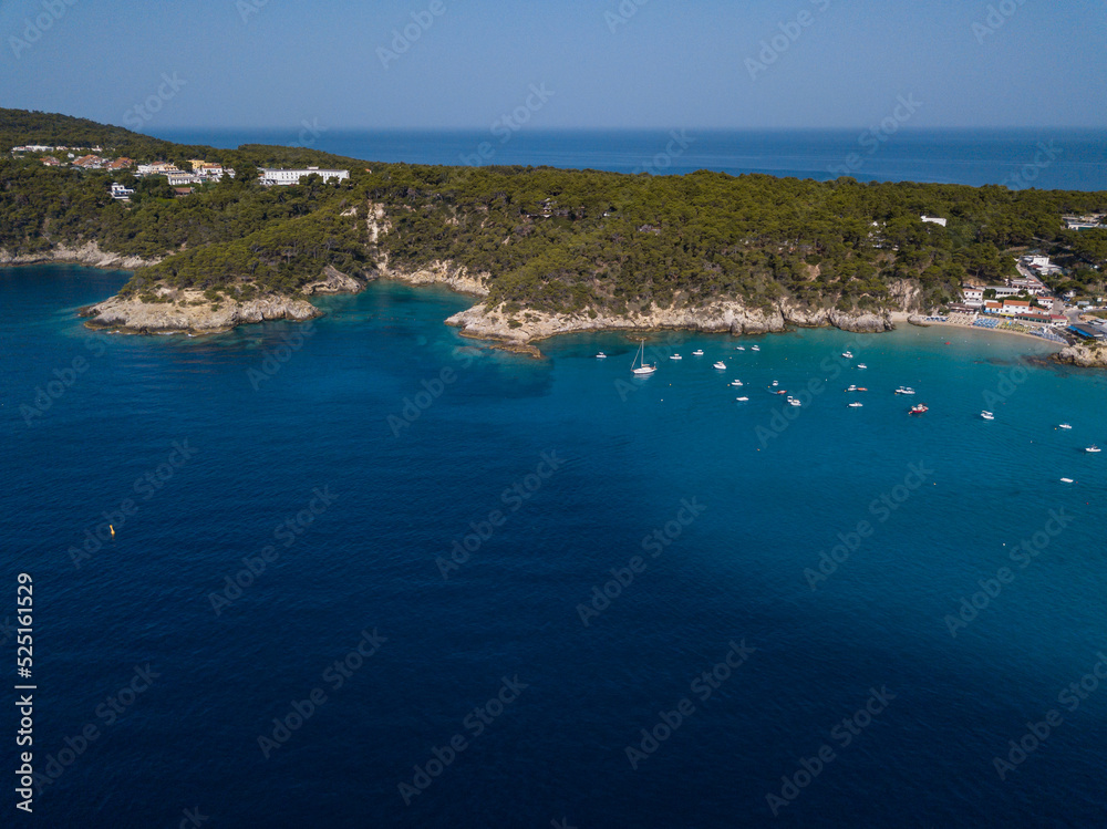 Italy, August 2022: aerial view of the archipelago of the Tremiti islands in Puglia