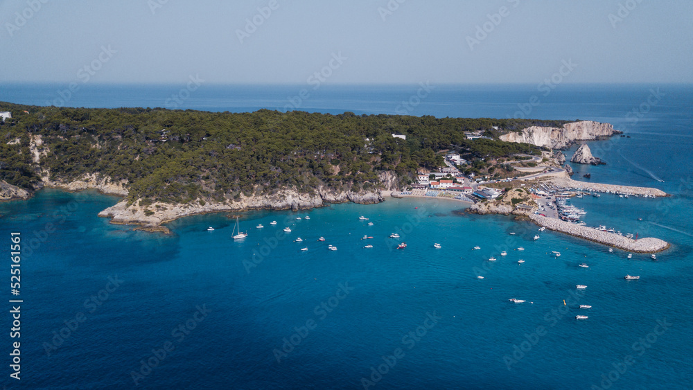 Italy, August 2022: aerial view of the archipelago of the Tremiti islands in Puglia