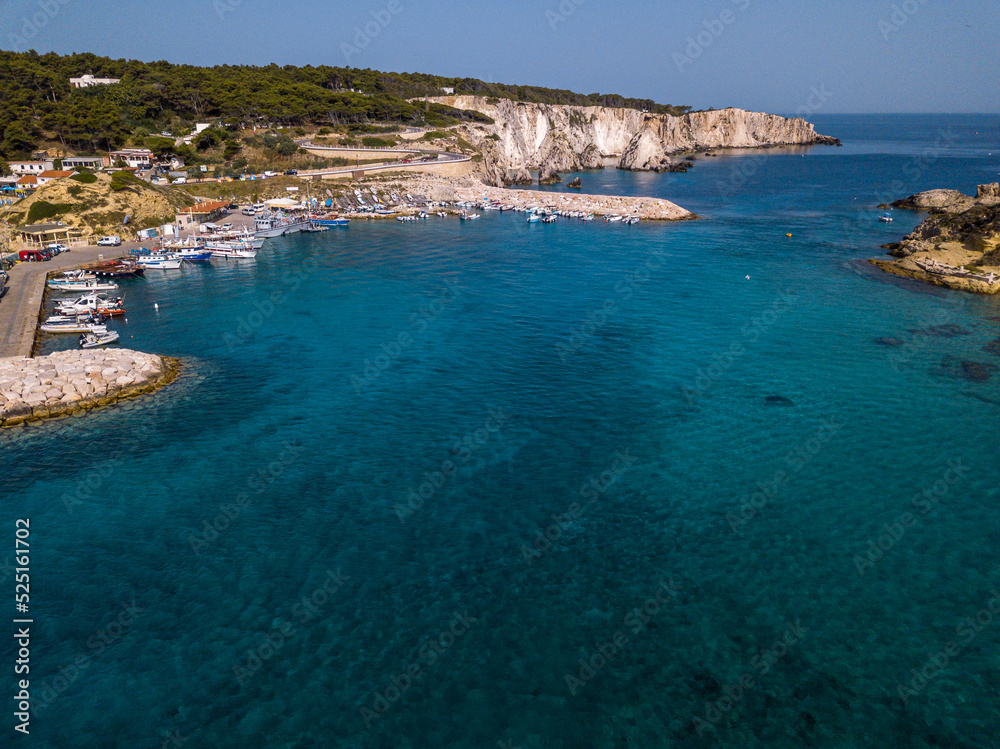 Fototapeta premium Italy, August 2022: aerial view of the archipelago of the Tremiti islands in Puglia