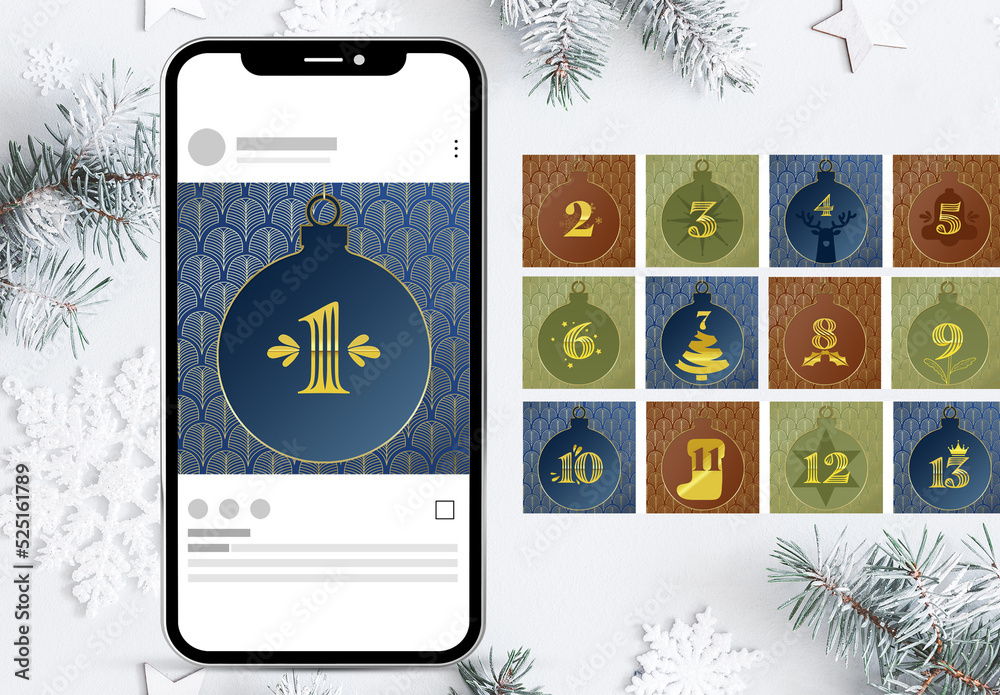 Social Media Christmas Advent Calendar plantilla de Stock | Adobe Stock