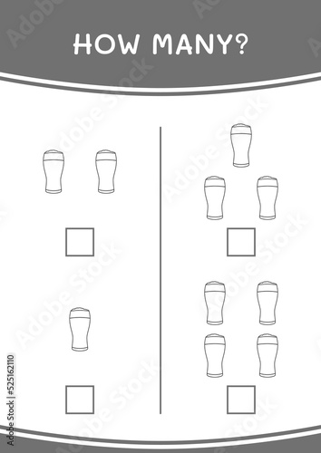 How many of Beer, game for children. Vector illustration, printable worksheet