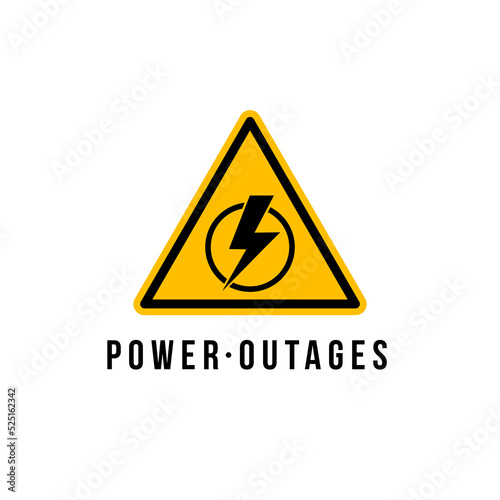 Power outage vector blackout failure electric warning logo symbol background. Power outage attention caution banner.