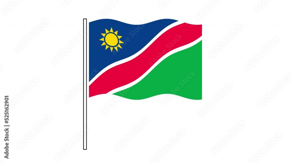 Namibia flag seamless loop animation. Chroma key, alpha channel, luma matte, mask. Waving flag. White background. Namibia flag seamless loop animation. Chroma key, alpha channel, luma matte, mask. Waving flag. White background.