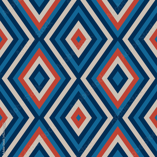 Seamless pattern with rhombus motifs in 4 colors