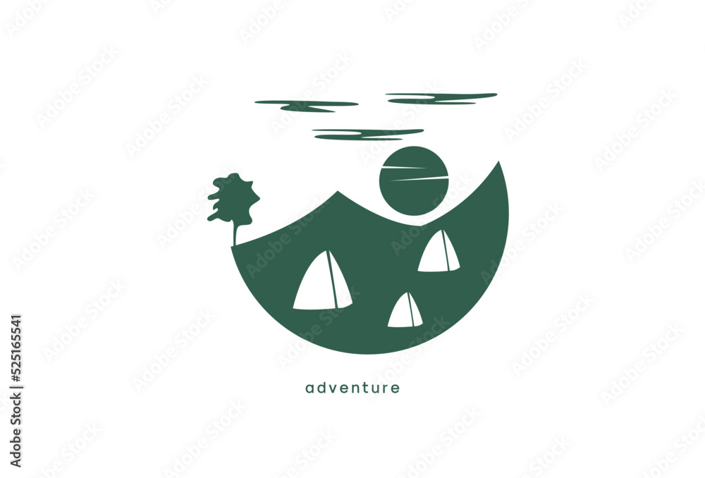 Illustration Vector graphic of Mountain Camp fit for Adventure Element,Badge etc.