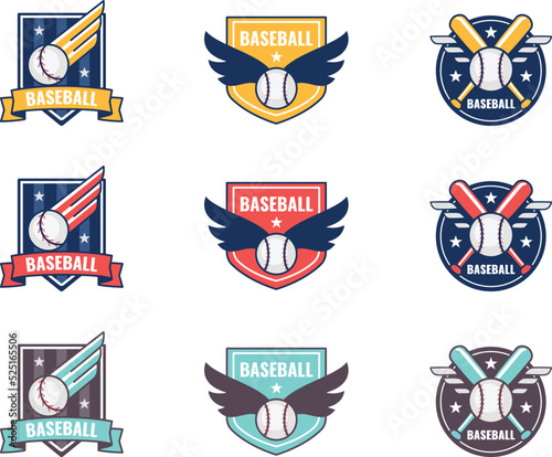 Baseball Emblem Realistic Set