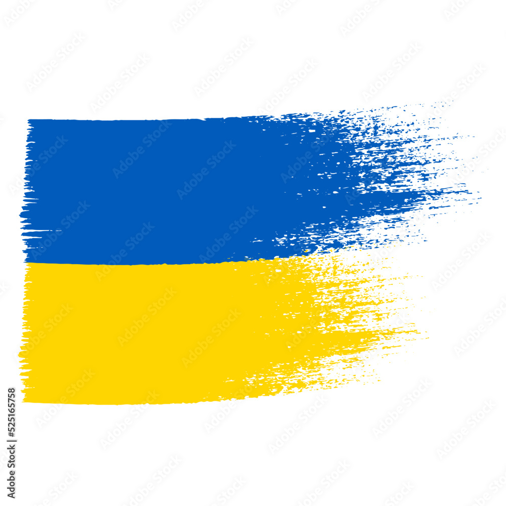 Obraz premium Ukraine flag colours ink vector brush stroke. Vector paintbrush illustration. Grunge artistic hand drawn ink texture banner and design element isolated on white background.