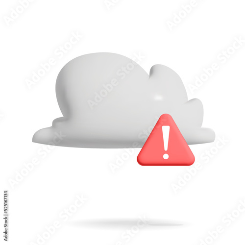 3d vector computer cloud alert attention red triangle sign design