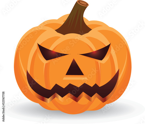 Orange pumpkin with a smile on a white background. Nice picture for Halloween design. The main symbol of Happy Halloween.