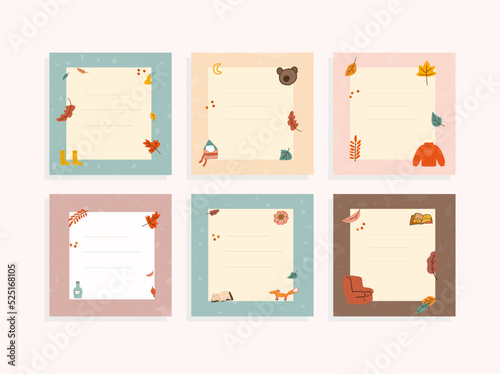 planner paper empty background with autumn seasonal elements