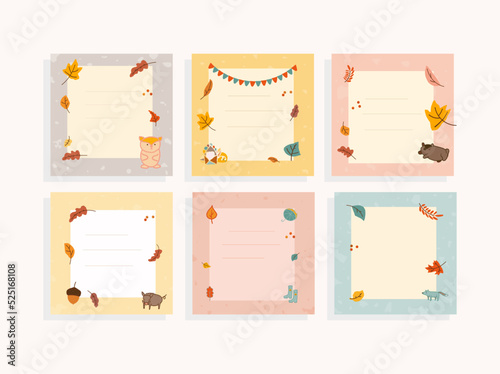 planner paper empty background  with autumn seasonal elements © sachch