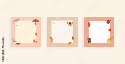 planner paper empty background with autumn seasonal elements