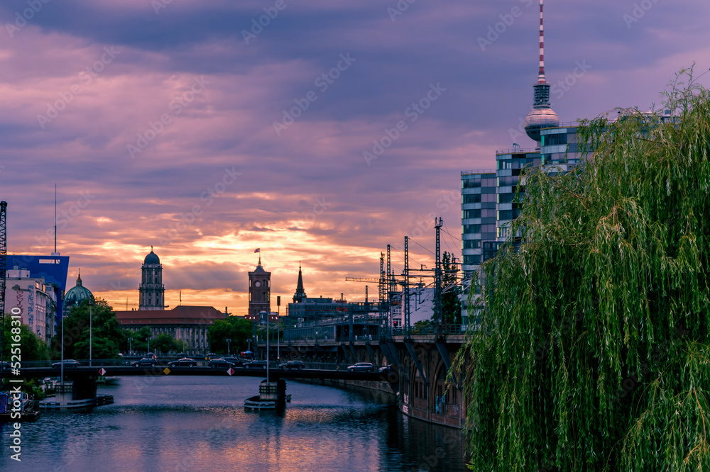 sunset over the river Berlin spree