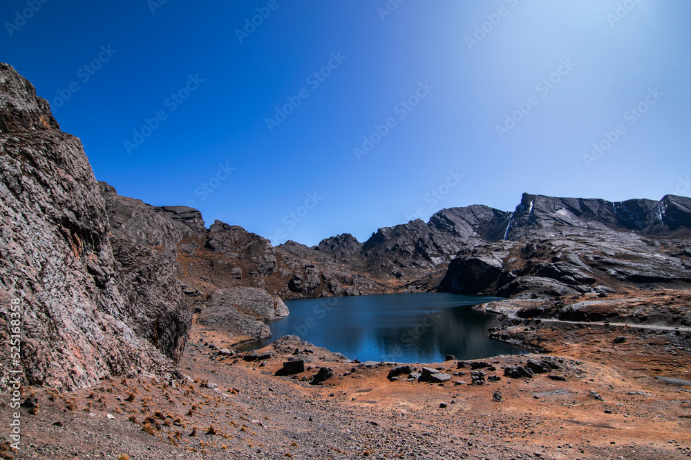 Lake in Andes mountains in Cochabamba Bolivia
