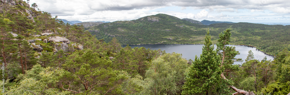 Lake Revsvatnet and landscape at Prekestolen (Preikestolen) in Rogaland in Norway (Norwegen, Norge or Noreg)