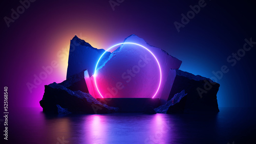 Fotografia 3d rendering, abstract background with colorful neon light