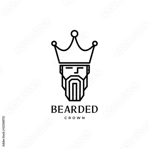 lines art face man king crown bearded logo design