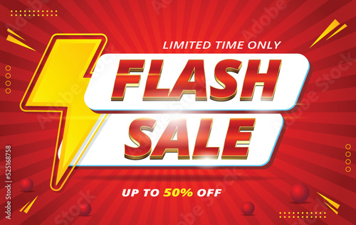Flash sale promotion banner template design with red retro background
