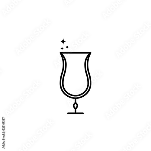 Fototapeta Naklejka Na Ścianę i Meble -  sparkling hurricane or tulip glass icon on white background. simple, line, silhouette and clean style. black and white. suitable for symbol, sign, icon or logo
