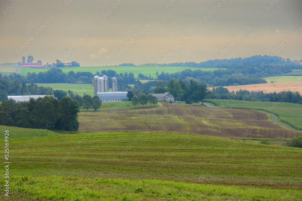 Countryside landscape with farm in Quebec, Canada