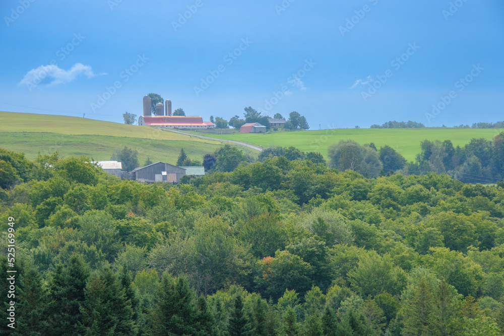 Countryside landscape with farm in Quebec, Canada