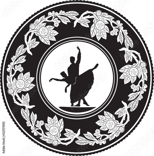 ballerina dancing with flower frame handmade vector