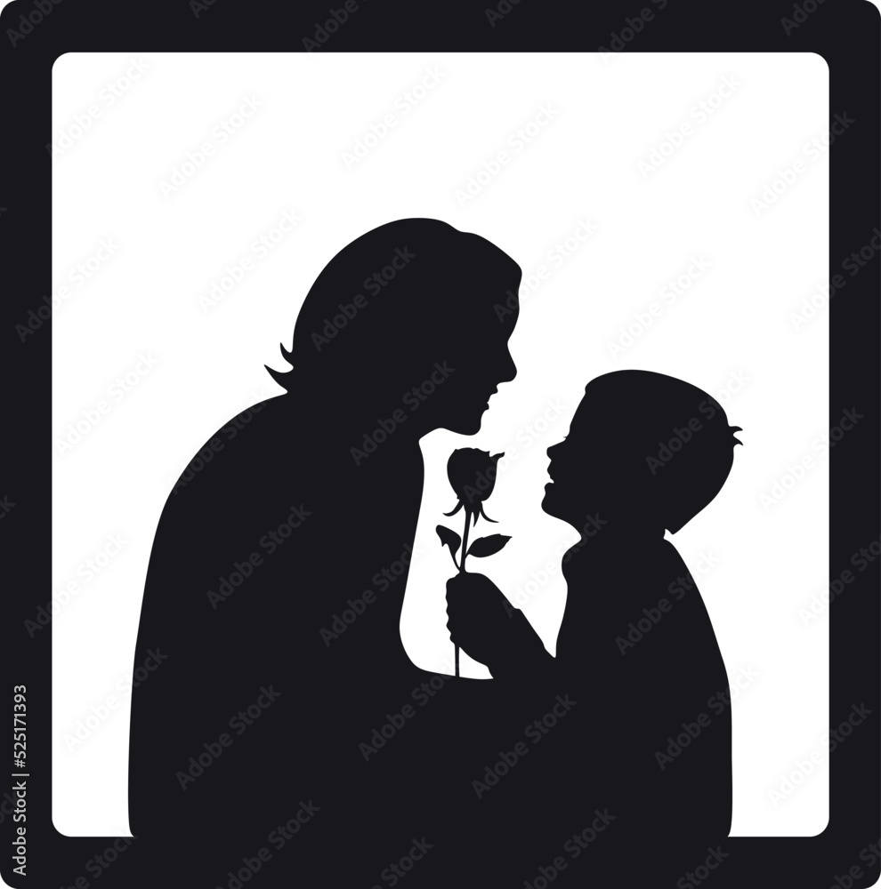 rose gift boy with mother handmade vector design rose gift boy with mother handmade vector design