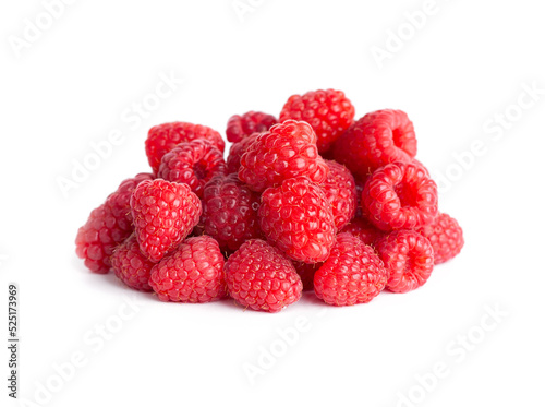 Raspberry on white background. Fresh sweet fruit closeup