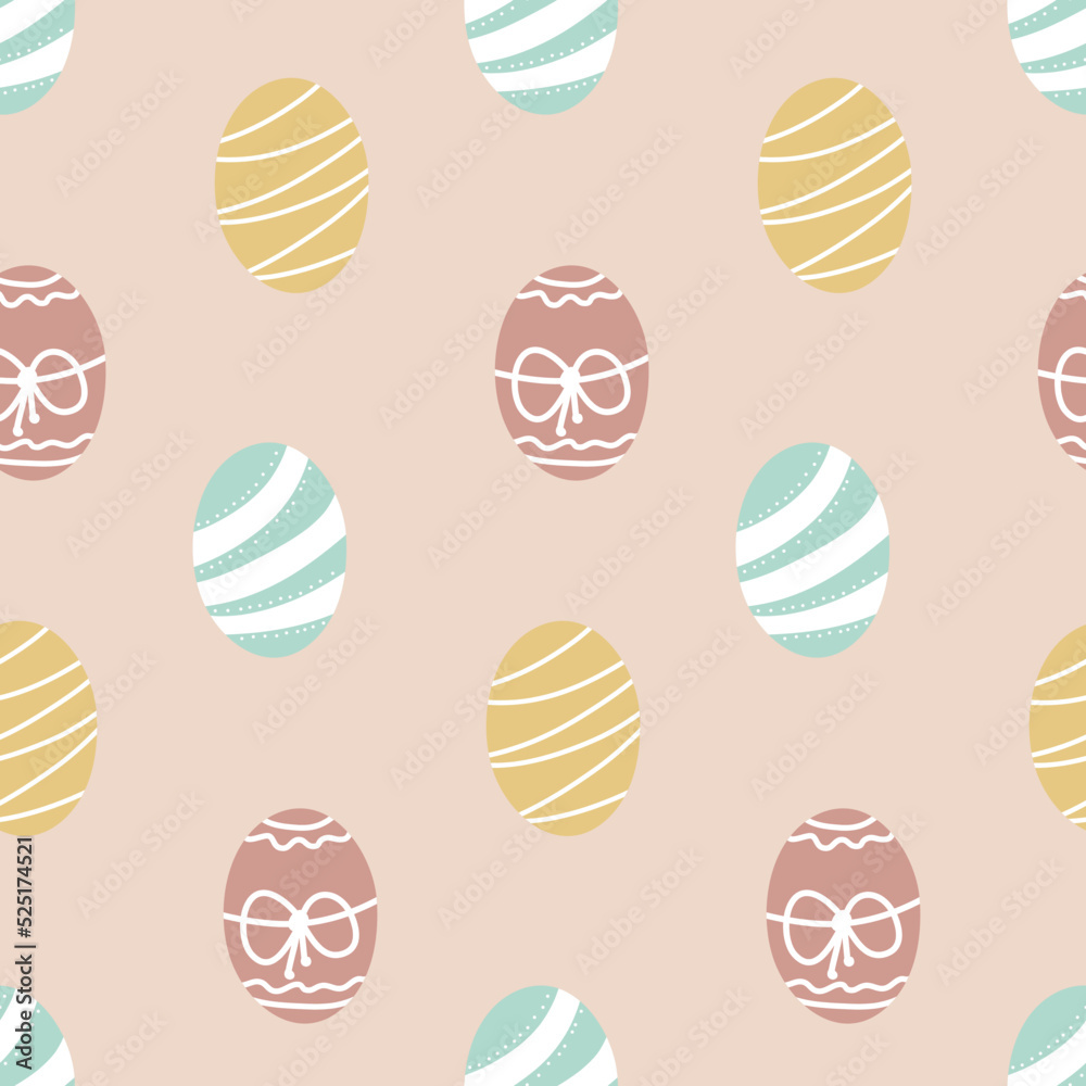 Pastel Easter egg seamless pattern, pink blue yellow white textile design and decoration Pastel Easter egg seamless pattern, pink blue yellow white textile design and decoration