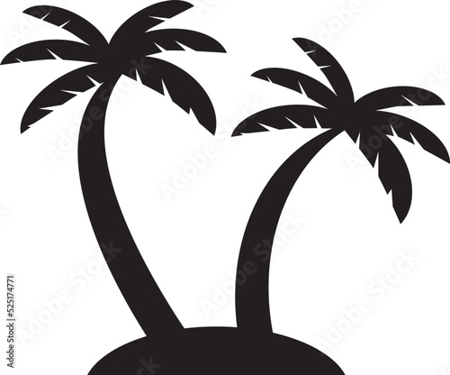 Palm trees, vector illustration. Two black palm trees on a white background.