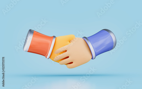 handshake sign cartoon look 3d render concept for agreement success deal done final