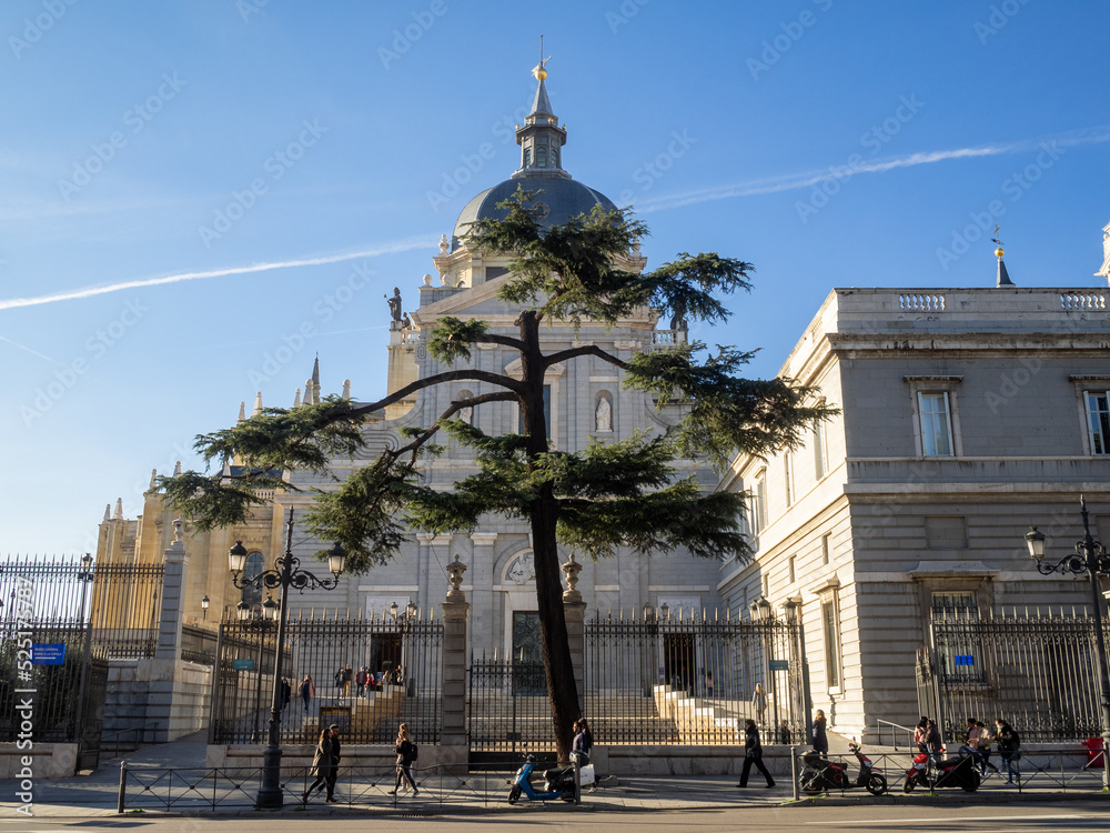 Naklejka premium Bailen facade of the Almudena Cathedral, Madrid