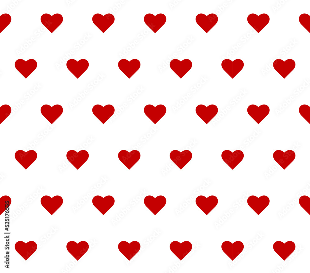 Endless seamless pattern of hearts. Red and White vector hearts. Wallpaper for wrapping paper. Background for Valentine's Day. Vector illustration. Color pattern with hearts Celebration wedding. Heart