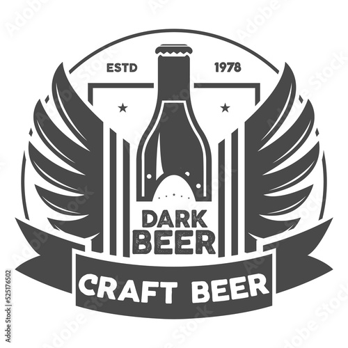 Beer pub vintage isolated label vector illustration. Brewing company symbols. Best craft beer premium quality icon. Fresh brewed product. Beer logo template