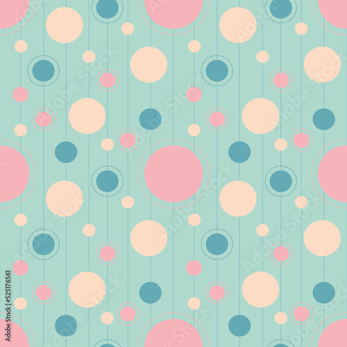 Pastel green pink seamless pattern for textile design, art background circle blot vector illustration