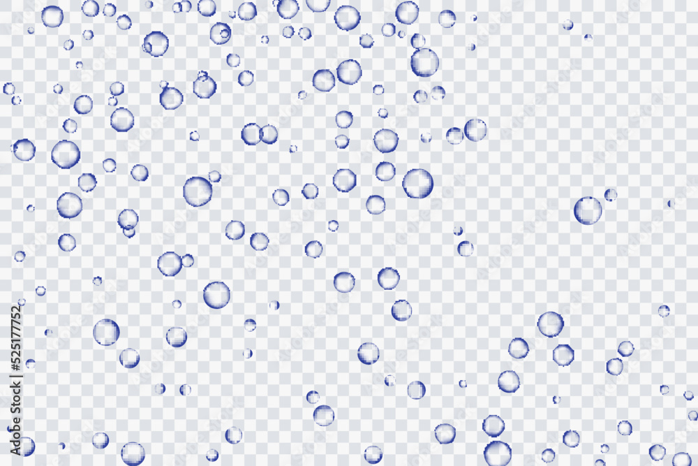 Blue air bubbles, oxygen, champagne crystal clear, isolated on a transparent background of modern design. Vector illustration of EPS 10. Blue air bubbles, oxygen, champagne crystal clear, isolated on a transparent background of modern design. Vector illustration of EPS 10.