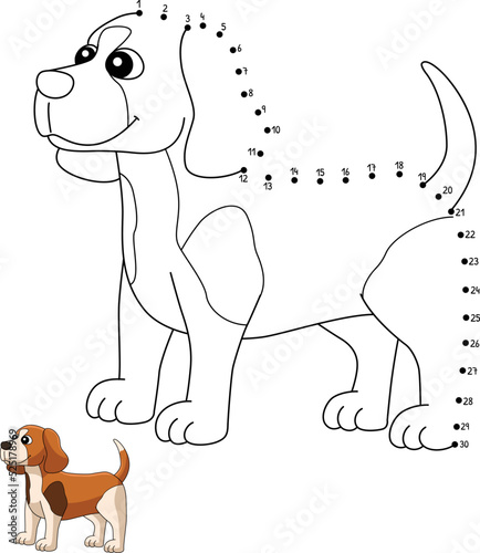 Dot to Dot Beagle Coloring Page for Kids