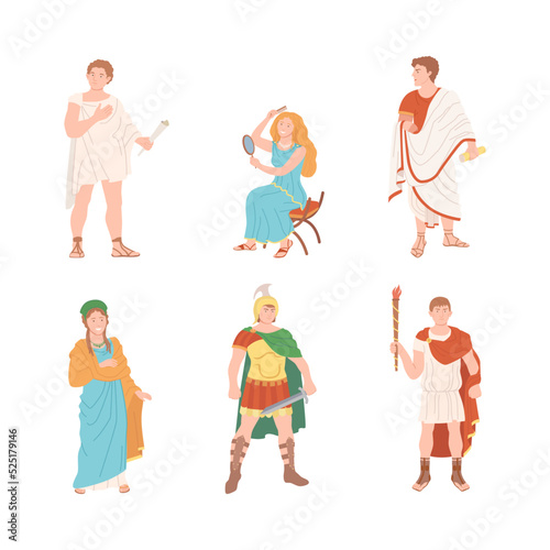Roman People Characters as Cultural Ethnicity from Classical Antiquity Vector Set