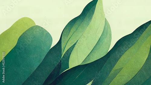 Green plant and leafs pattern. Pencil, hand drawn natural illustration. Simple organic plants design. Botany vintage graphic art. 4k wallpaper, background. Simple, minimal, clean design. photo