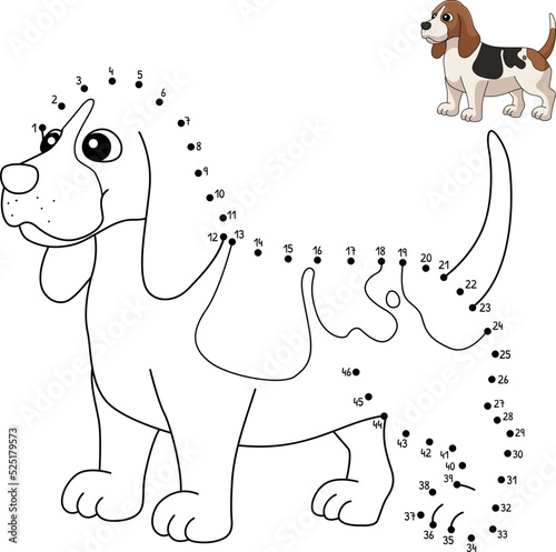 Dot to Dot Basset Hound Coloring Page for Kids