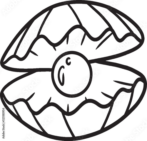 Pearl In Sea Shell Isolated Coloring Page for Kids