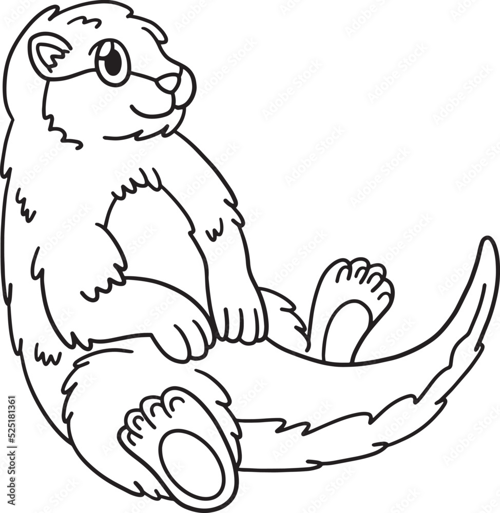 Sea Otter Isolated Coloring Page for Kids