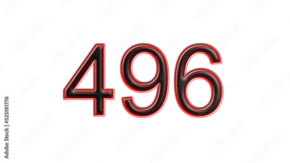 red 496 number 3d effect white background red 496 number 3d effect white background