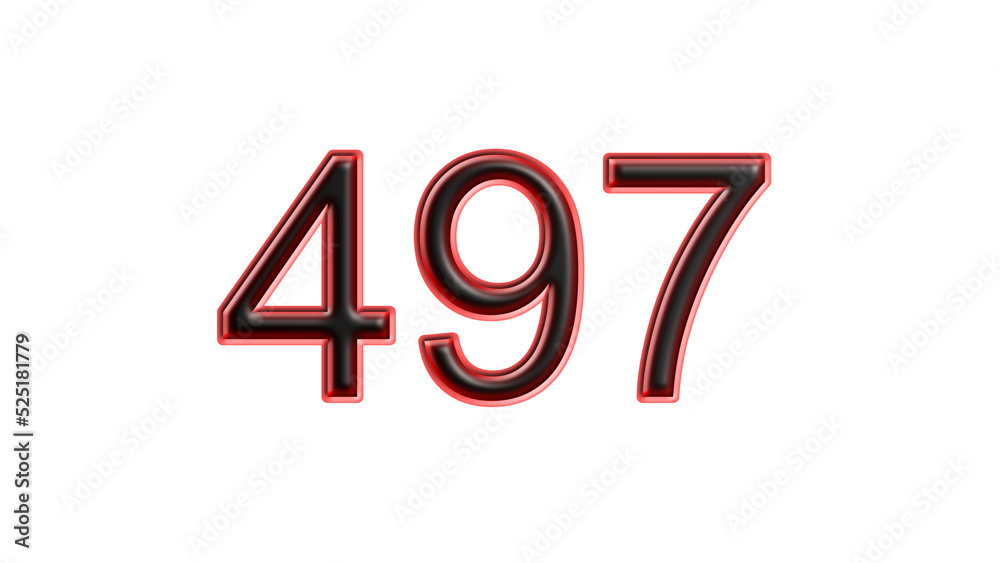 red 497 number 3d effect white background red 497 number 3d effect white background