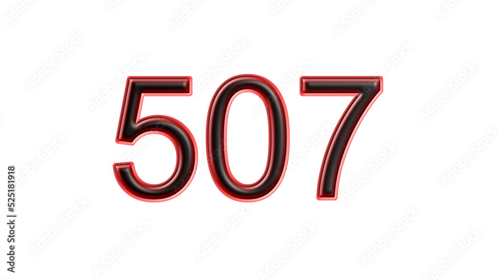 red 507 number 3d effect white background red 507 number 3d effect white background